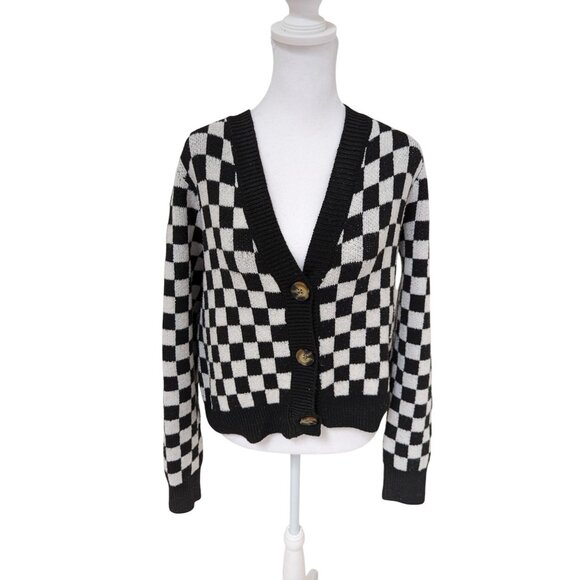 Ardene Women Checkered Crop Cardigan Large - Picture 1 of 14
